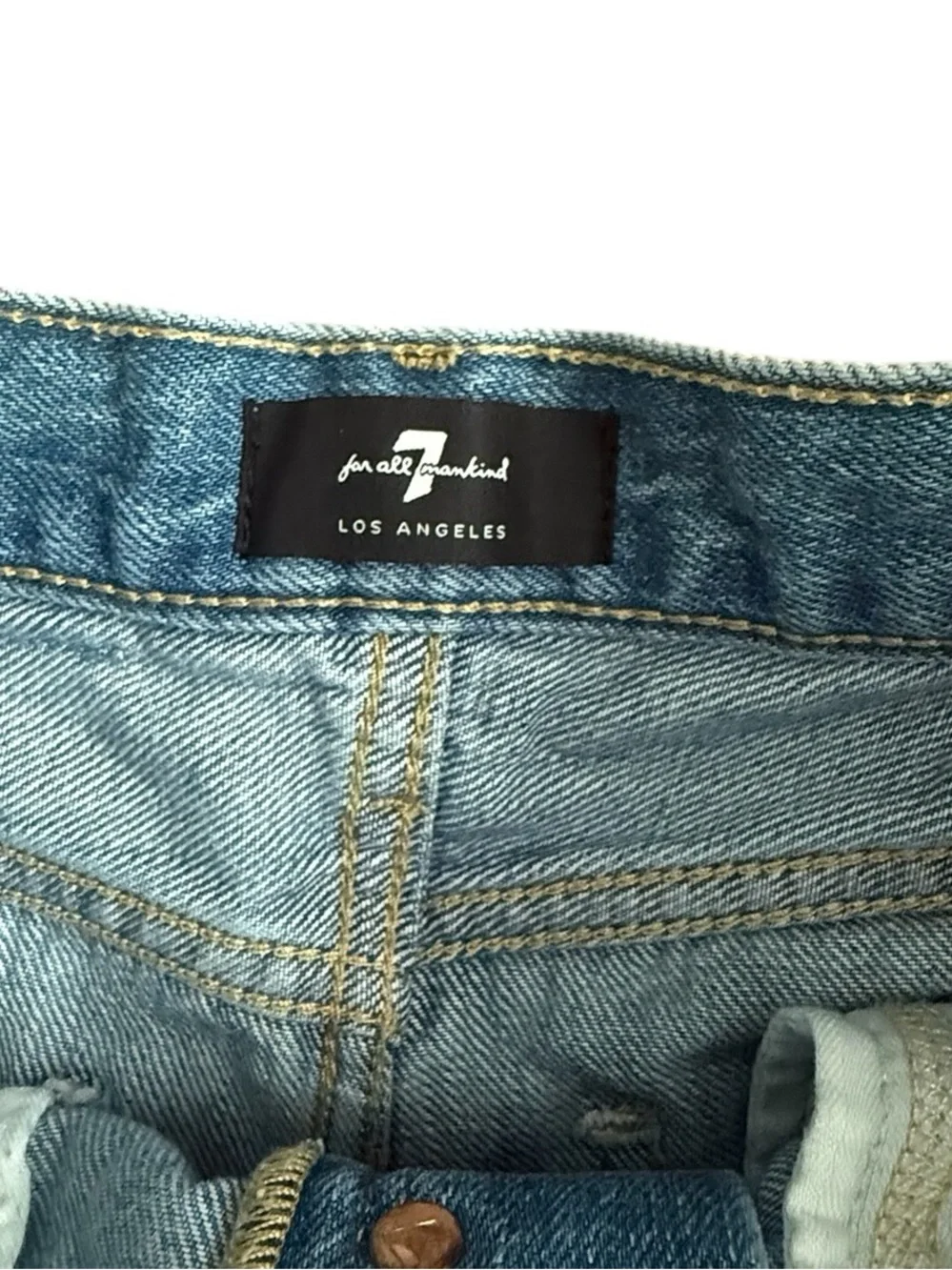 7 For All Mankind Easy James Cutoff Jean Shorts High Rise Button Fly Size 23